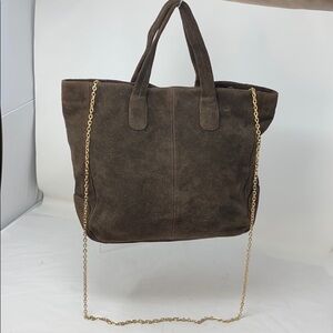 Bridgetown Collection Dark Brown Suede Tote Bag